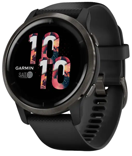 Смарт-годинник Garmin Venu 2 Slate Stainless Steel Bezel with Black Case and Silicone Band (010-02430-11/01)