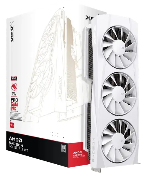 Відеокарта XFX Radeon RX 9070 XT QuickSilver Gaming White 16GB GDDR6 (RX-97TQICKW9)